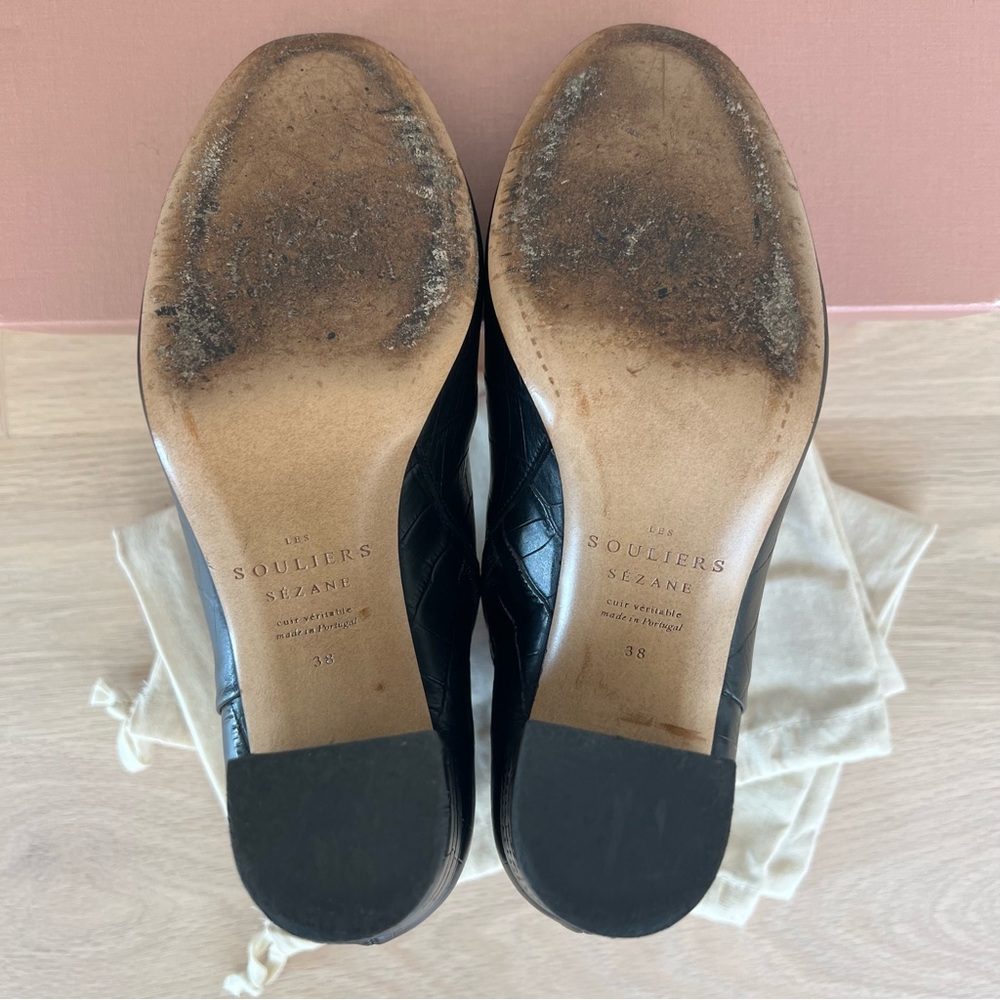 Sezane Black Croc-Patterned Ankle Booties - Picture 8 of 15